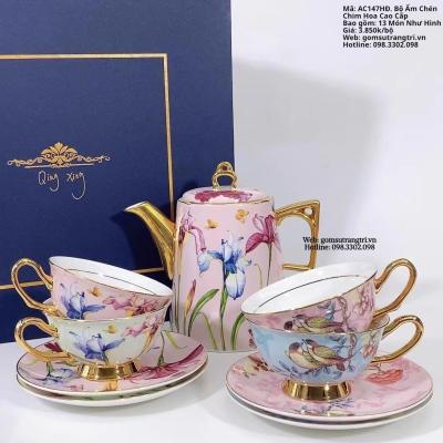 BỘ ẤM CHÉN CHIM HOA CAO CẤP